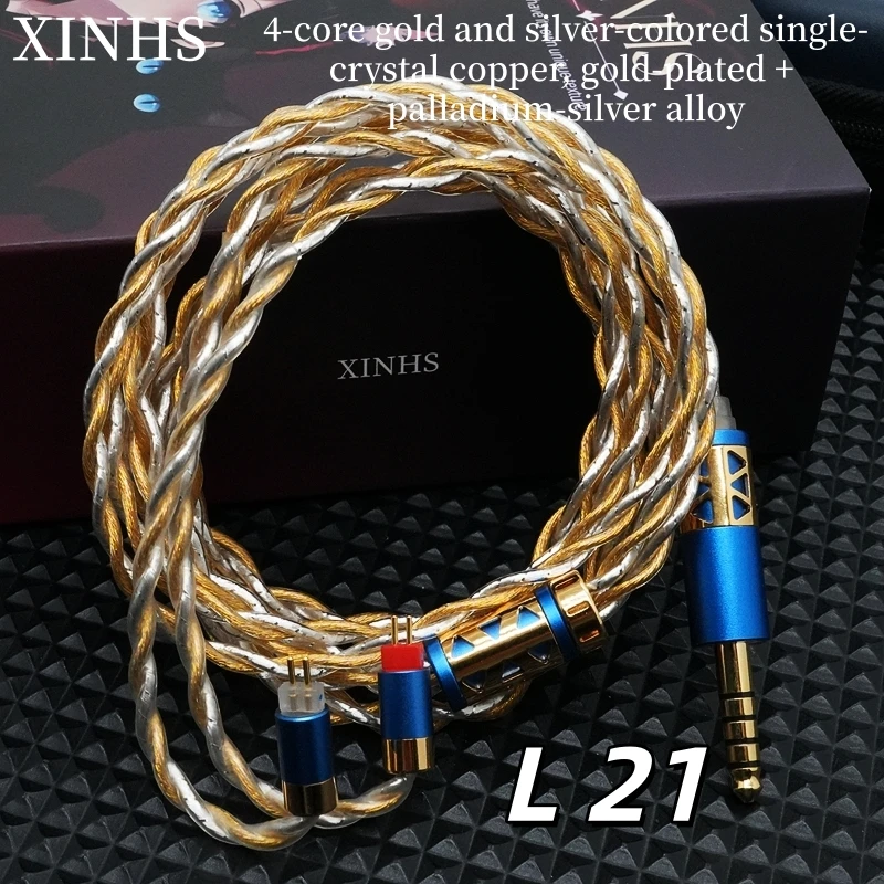 XINHS L21 Gold Silver 4Core Mixed Upgrade Cable Single Crystal Copper Gold Plated Palladium Silver Alloy HiFi Audio Line