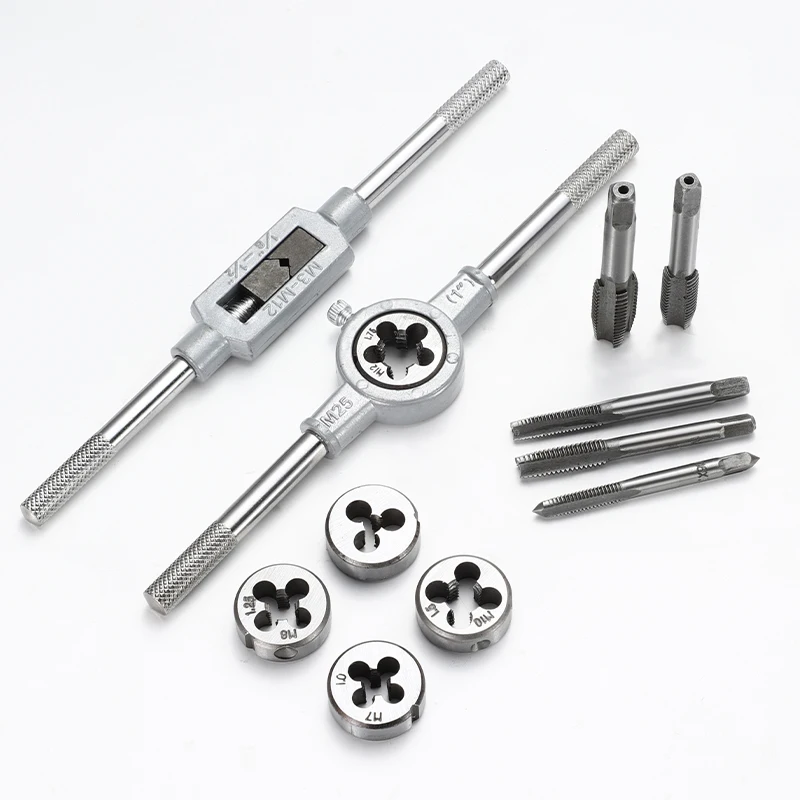 6/8/12/20PC Metric Hand Tap and Die Set M3-M12 Male Thread Screw Threading Alloy Steel Female Mechanical Professional Hand Tools