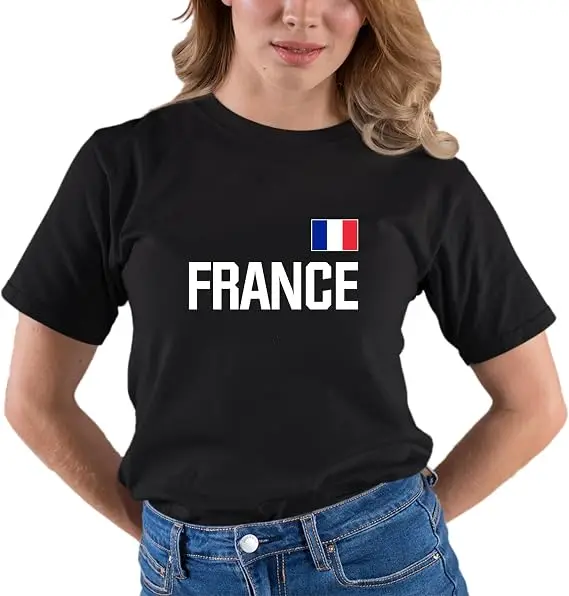 Frankreich Fußball Französisches Fußball-T-Shirt aus Weicher Baumwolle Y2k Fußball-Spieltag Grafik-Bekleidung Frankreich-Team Fans Personalisiertes Trikot-Shirt – Detail 23