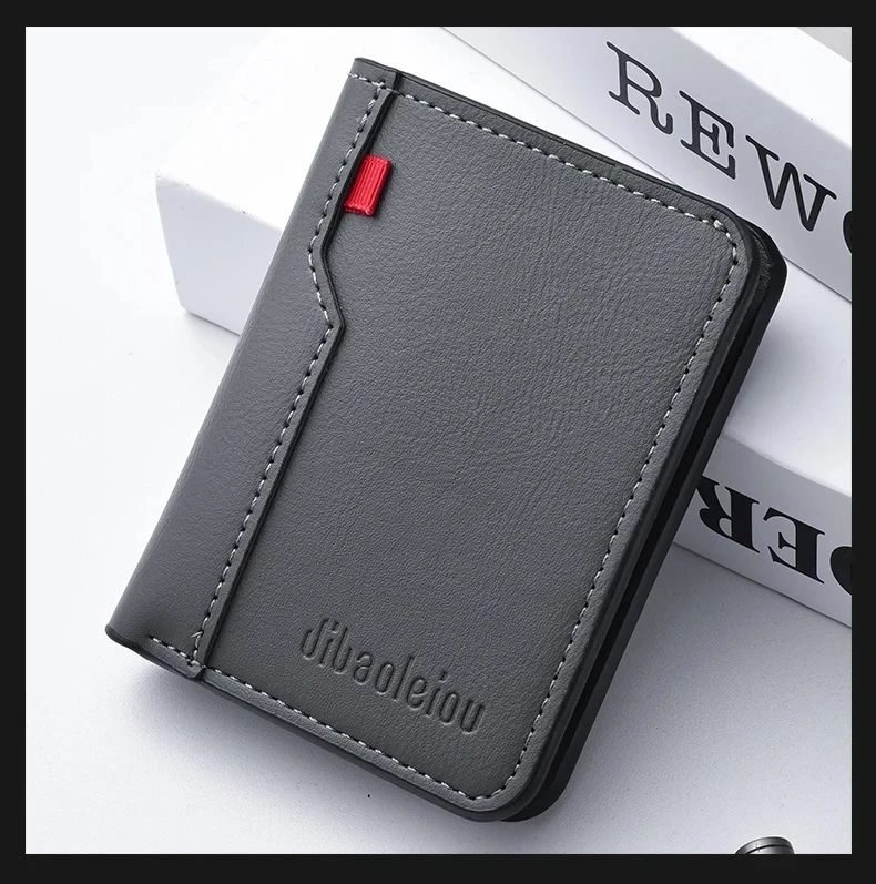 1 pezzo nuovo mini portafoglio porta carte di credito in morbida pelle PU ultrasottile portafoglio da uomo verticale corto di alta qualità