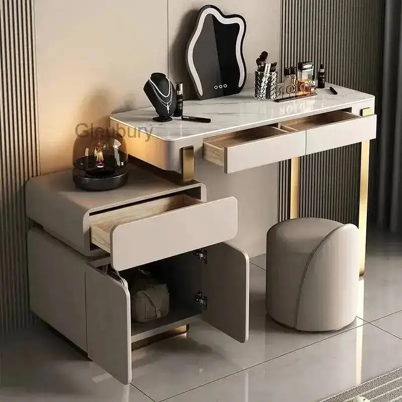 Bedroom Table Chair Drawers Makeup Vanity Mirror Desk Luxury Women Dressing Table Wood Girl Mesa De Maquillaje Home Furniture