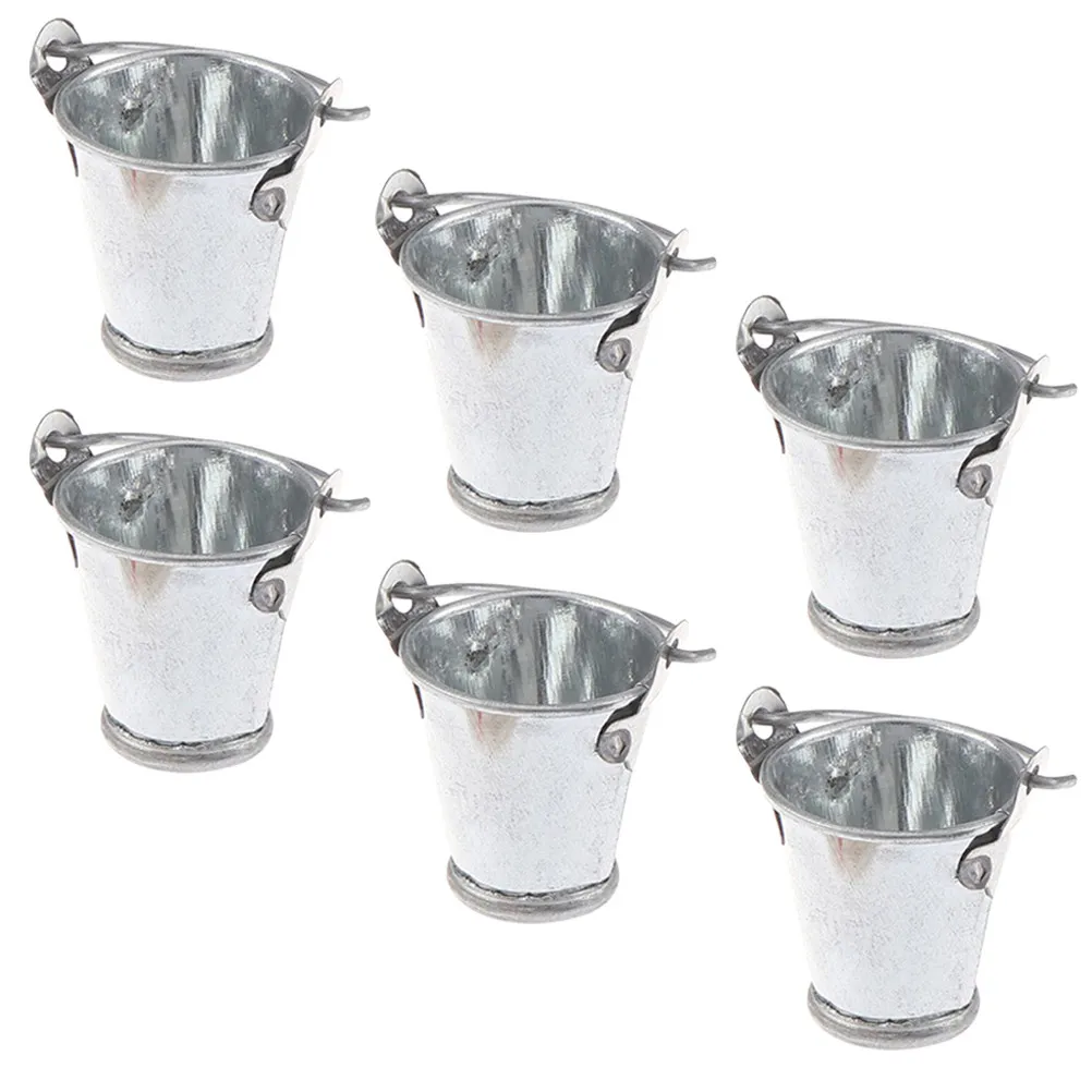 

Набор из 6 миниатюрных ведерок: реалистичные, прочные, имитирующие бочки, для раннего развития, декора мини-домиков и садоводства