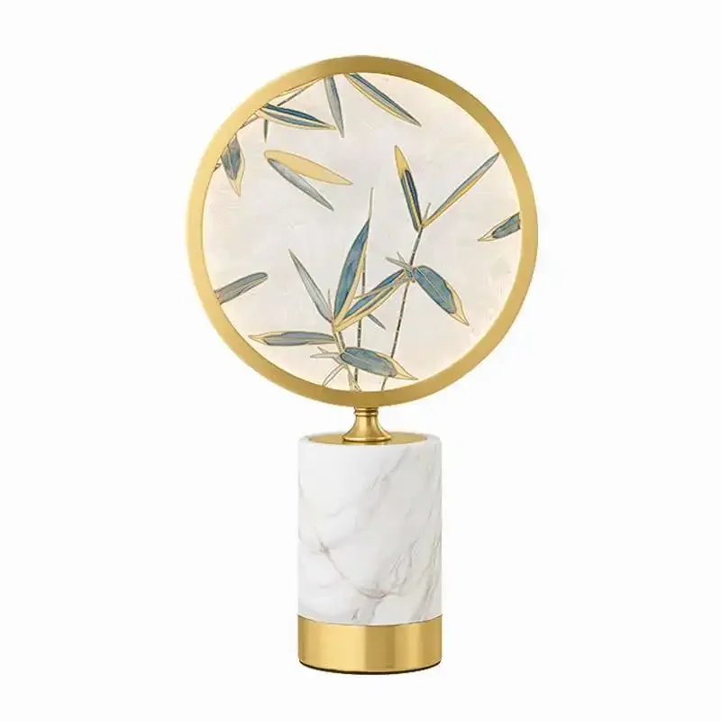 Modern new Chinese enamel color glass marble high-grade living bedroom study model room bamboo classical table lamp