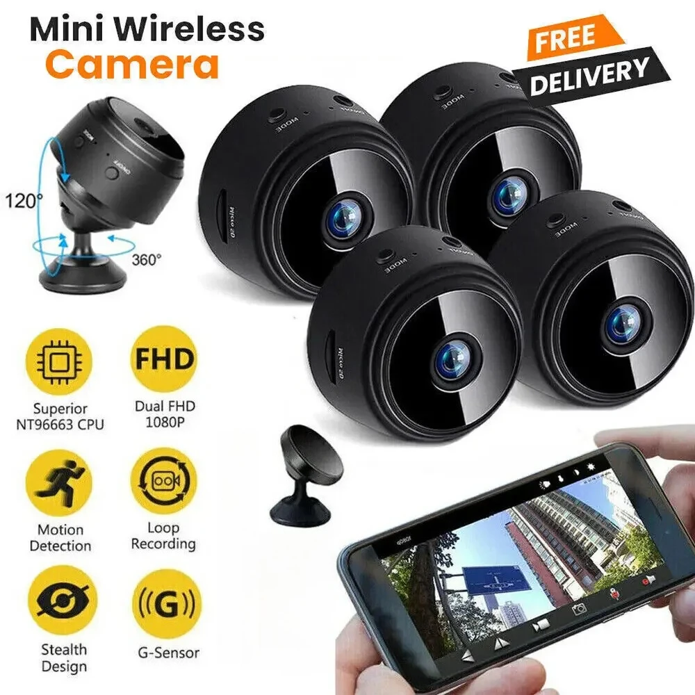 Sem fio wifi mini 1080p câmera visão noturna telefone remoto monitor do bebê pet babá cam escritório em casa carro segurança interna