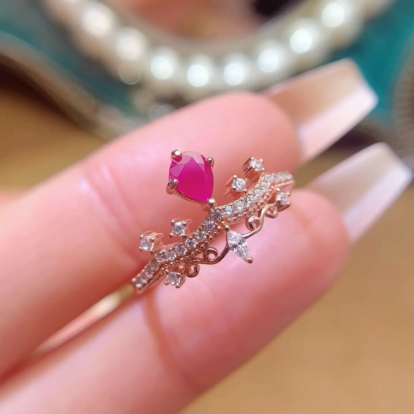 

Antique Look Silver Gemstone Ring Natural Ruby Ring with Certificate 4mm*5mm Genuine Myanmar's Ruby Jewelry