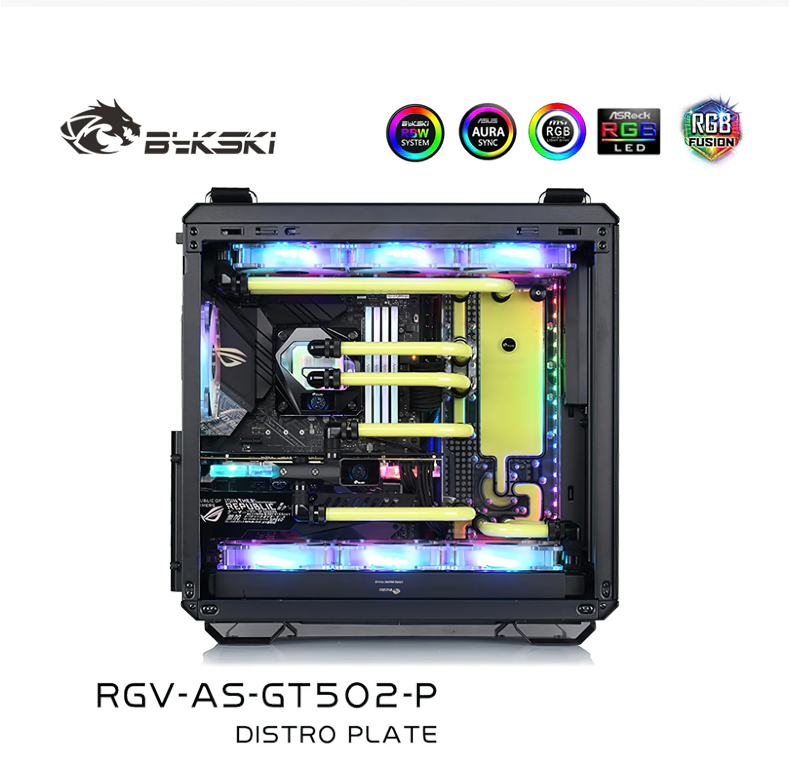 Imagem -03 - Bykski Rgb Distro Placa de Resfriamento Água Reservatório para Asus Tuf Gaming Gt502 Rgv-as-gt502-p