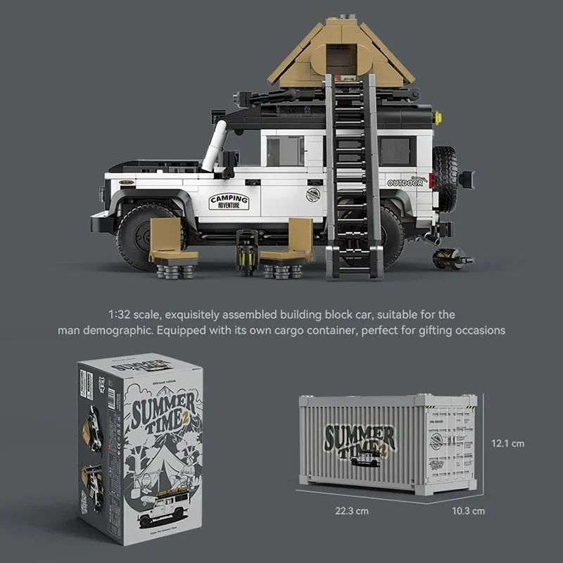 Image of 676-teiliger Offroad-Kombi-Bausatz Camping-Pickup-Truck Fahrzeug DIY-Modell Sammlerstück Ausstellungsstück Geschenk für Erwachsene