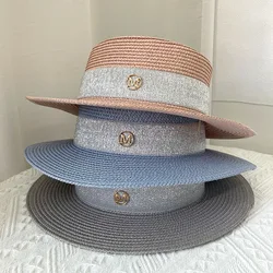 Sun hat straw hat yellow silver elastic webbing accessories beach type women's straw hat Beach Hat summer for men and women 2022