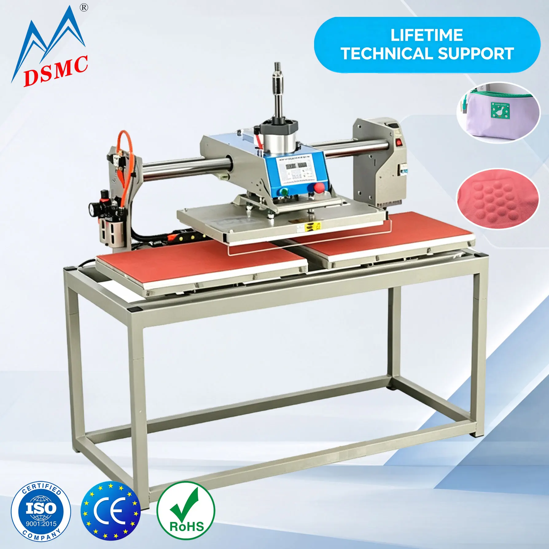 3D Logo Making Machine Clothing Label Making Pneumatic Semi-Automatic Heat Press Combo T-Shirt Embossing Machine for Pieces