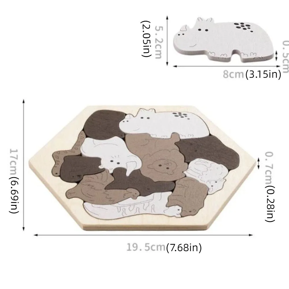 Brain Burning Dinosaur Wooden Puzzle Farm Animals Home Decor Fruits Jigsaw Colored DIY Assembly Unique Irregular Puzzle