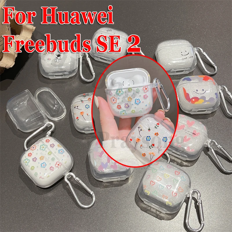 Fashion Clear Cover for Huawei Freebuds SE 2 Case Smile Face Cover for Freebuds SE2 Case for Huawei Buds Funda Cartoon Bag