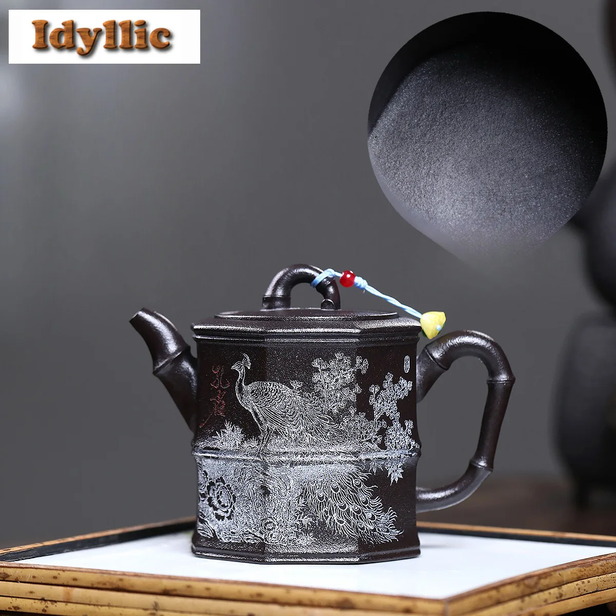 

350ml High-end Yixing Purple Clay Teapots Handmade Peacock Pot Raw Ore Stone Yellow Mud Kettle Zisha Tea Set Tableware Supplies