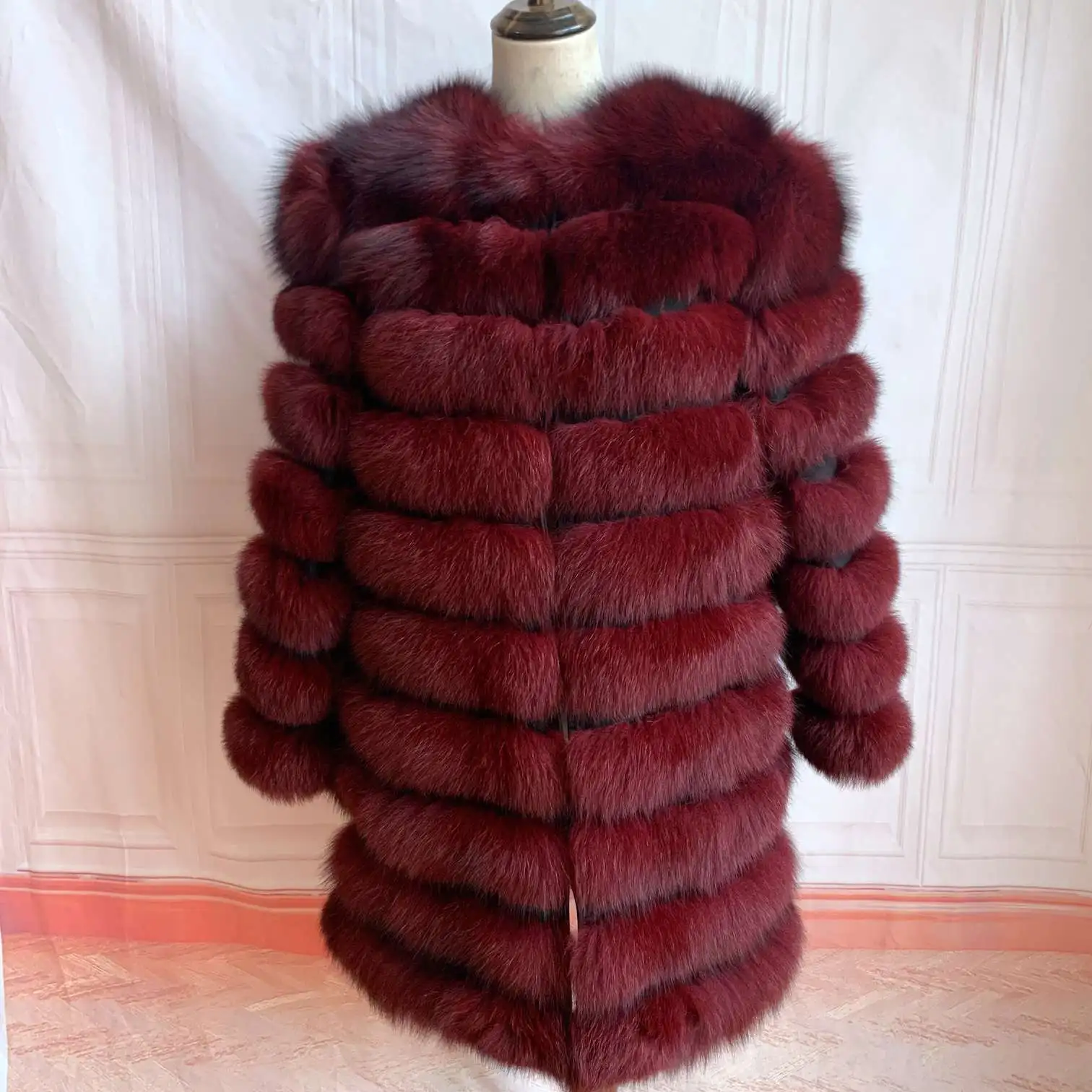 NEW 4in1 Real Fox Fur Long Coat Winter Coat for Women Jackets Vest Winter Outerwear Women Fox Fur Coat High Quality Fur Clothes