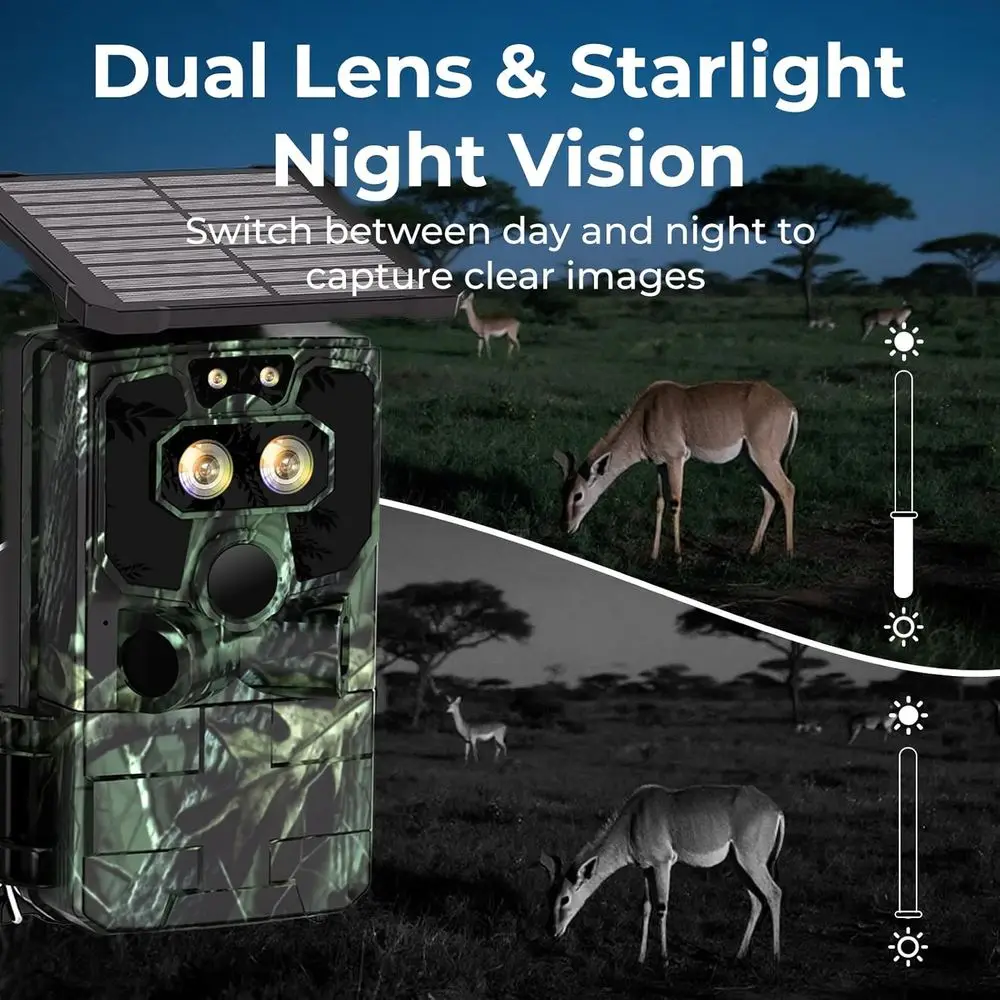 كاميرا تعقب واي فاي تعمل بالطاقة الشمسية بدقة 4K بدقة 60 ميجابكسل مع رؤية ليلية وتسجيل مقاوم للماء وحلقة لتتبع الحياة البرية #4
