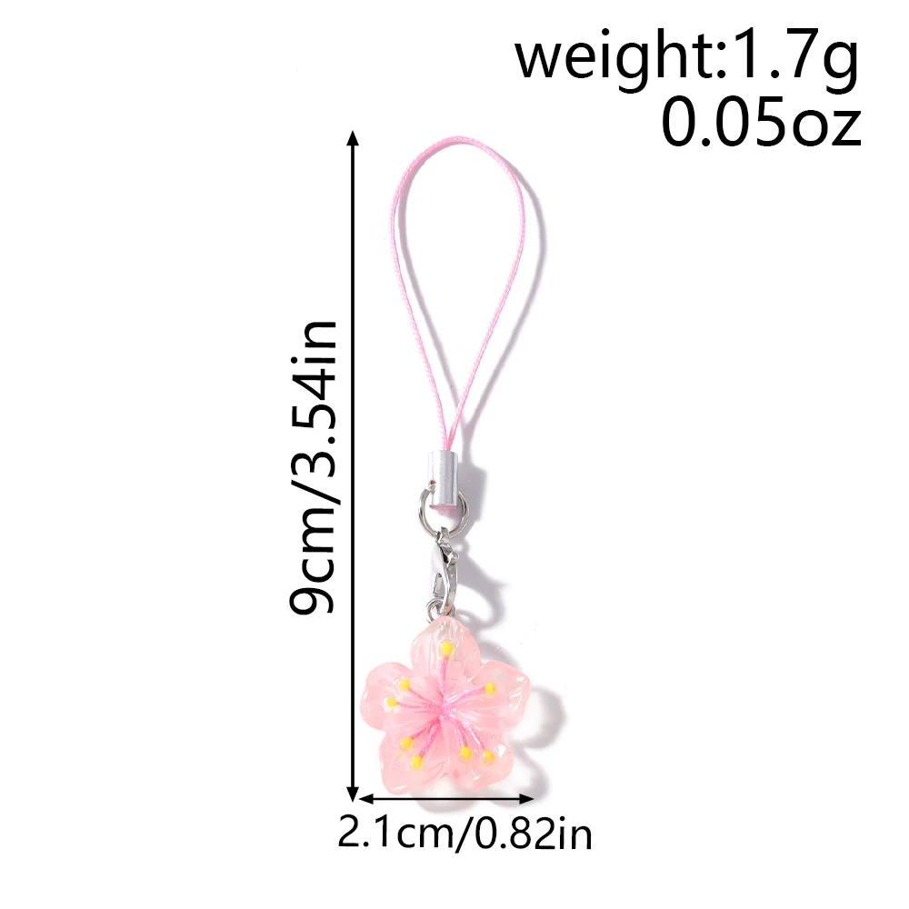 Aihua 3 teile/satz Süße Schöne Sakura Blume Telefon Kette Hängen Telefon Gurt Handgemachte Mobile Lanyard Schlüsselbund Schmuck Geschenke – Detail 6