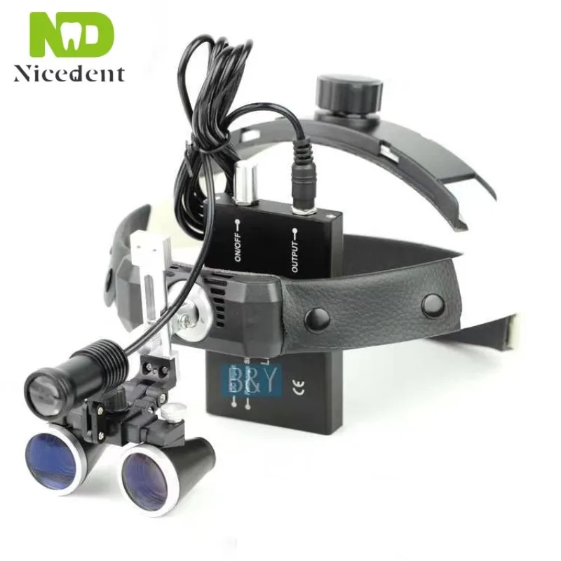 Luxury 2.5X 3.5X head-wearing type l medical surgical magnifier loupes with led head light for oral therapy