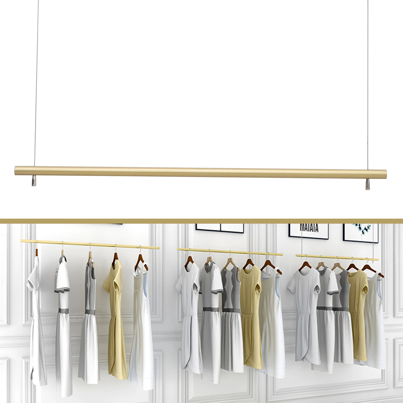 Hanging Clothing Rack Clothing Rack for Hanging Clothes Gold Garment Rack for Cloakrooms, Clothing Retail Stores