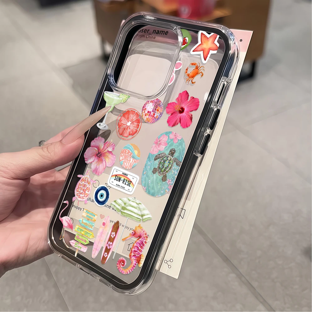 Sommer Hawaii Strand Aufkleber Transparente Handyhülle für Galaxy A57 A37 A55 A54 A36 A35 5G S25 S24 S23 Plus S26 Ultra FE 5G Weiche Hülle – Detail 3