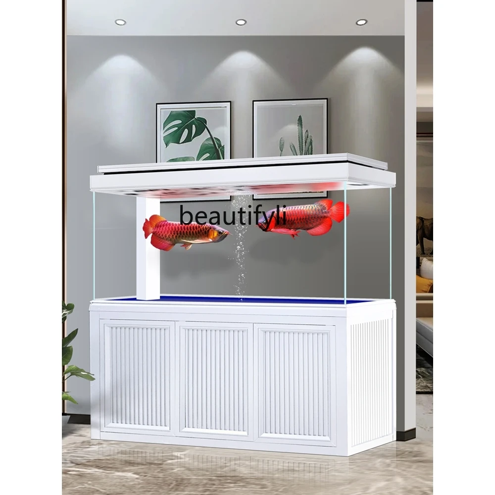 

s8617Super White Glass Dragon Fish Tank Living Room Large Subareas Screens Aluminum Alloy Bottom Water Filter