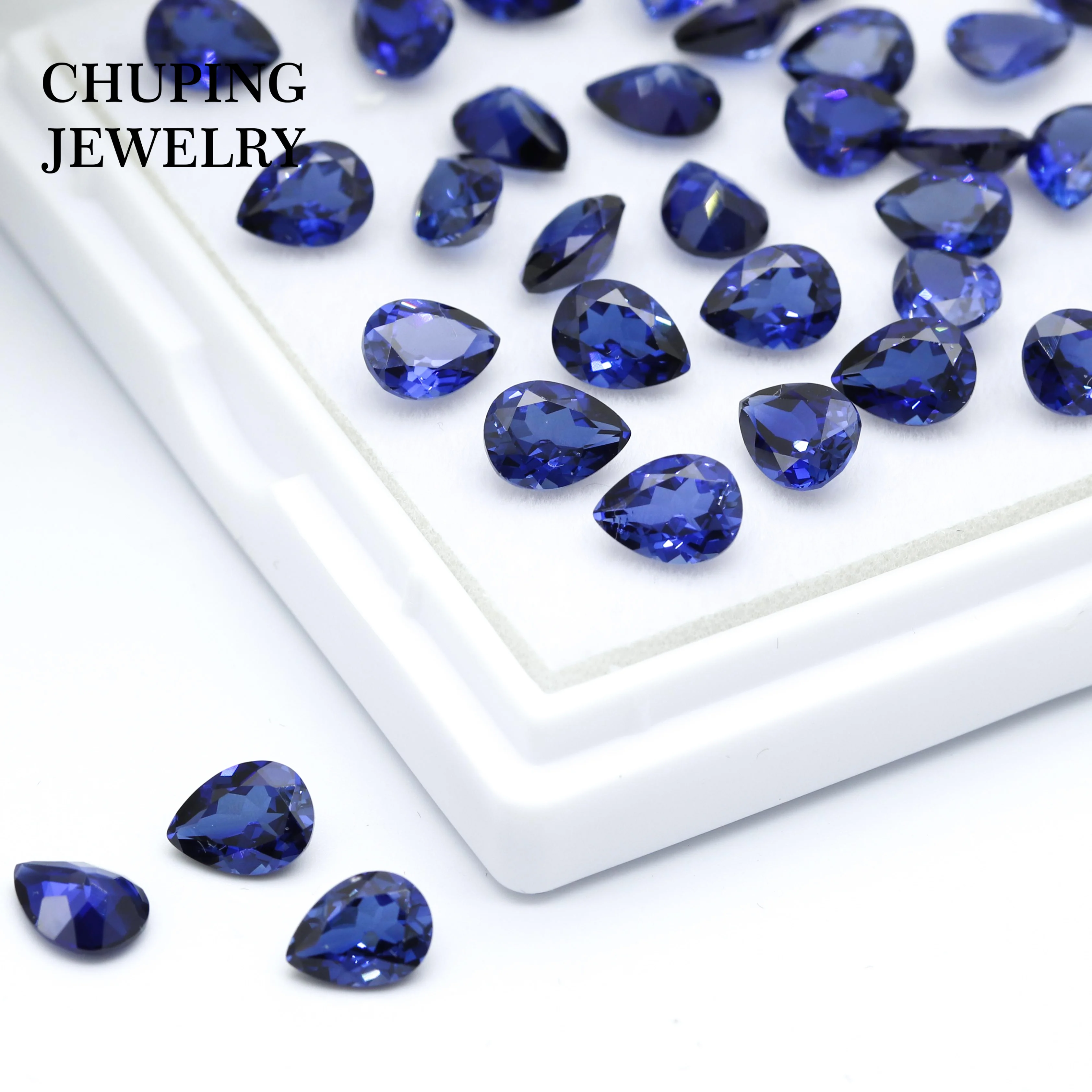 

Ювелирные изделия ChuPing: Культивированный сапфир грушевидной формы, королевский синий, с эффектом расплавленного огня, для изготовления украшений, с возможностью выбора, с сертификатом AGL, свободные камни