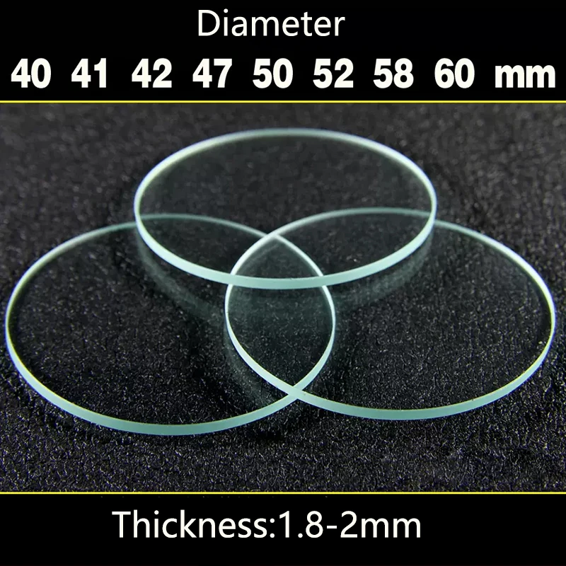 1PCS Diameter 40 41 42 47 50 52 58 60mm Flat lens Torchy lens For Flashlight lamp glass Thickness 1.8-2mm glass lens