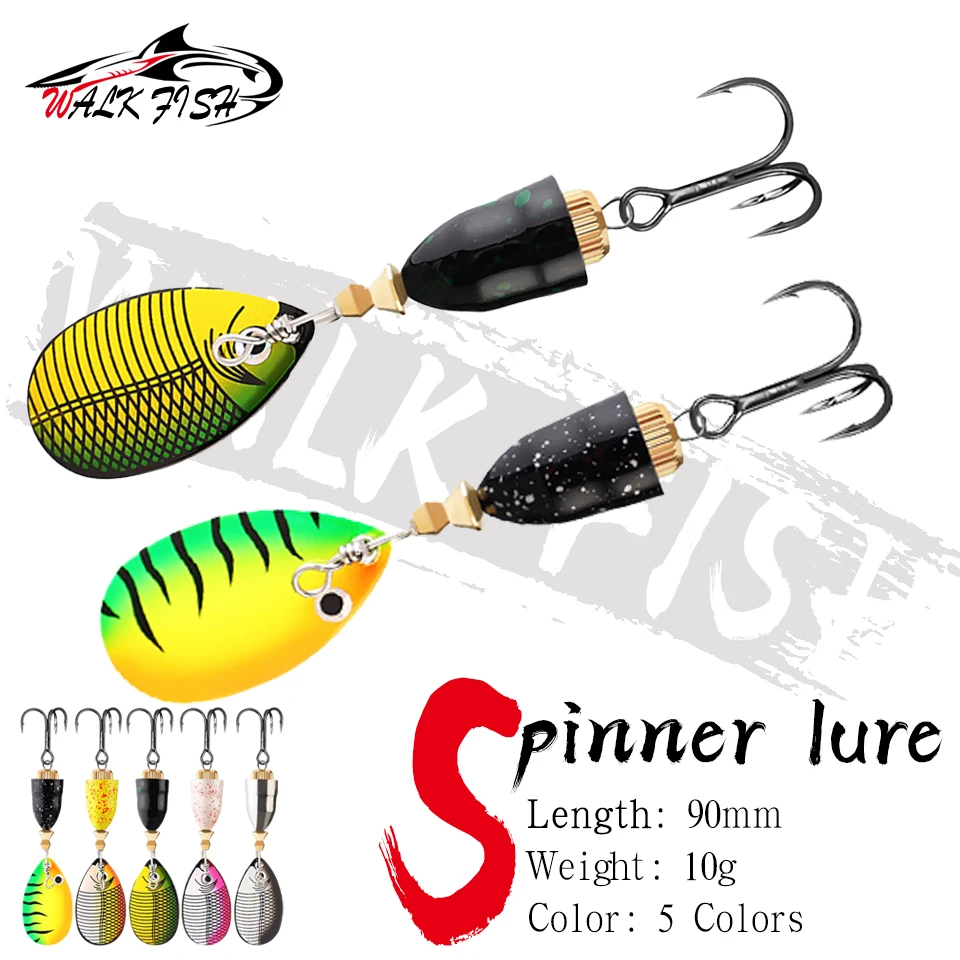 Señuelo de Pesca Tipo Cuchara WALK FISH de 9cm/10g, con Triple Anzuelo, Lentejuelas Metálicas, Cebo de Pesca, para Agua Dulce y Salada, Lanzamiento Largo