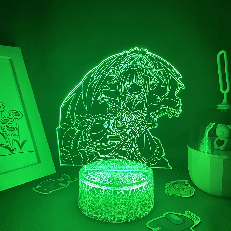 Imagem -04 - Anime 3d Led Neon Night Lights Presente de Aniversário para o Amigo Quarto Otaku Decoração da Mesa Manga Lava Lâmpada Origami Tobiichi Data a Live