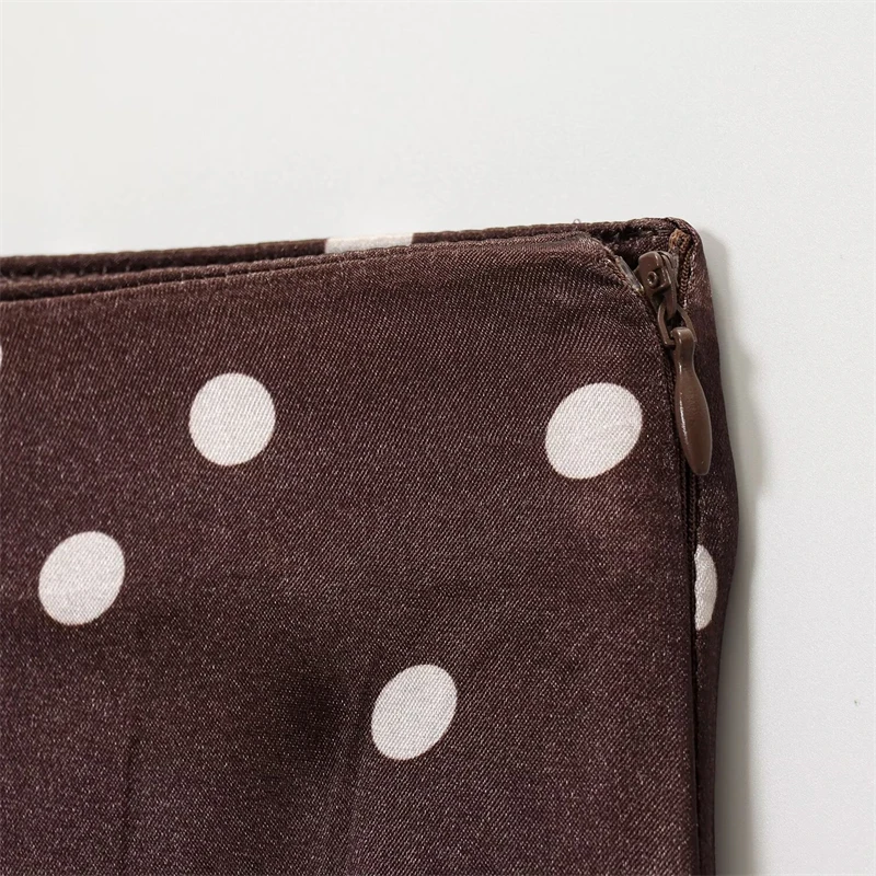 KEYANKETIAN 2025 Autumn New Women's Satin Casual Pants Retro style Side Zipper High Waist Polka Dots Print Straight-leg Trousers