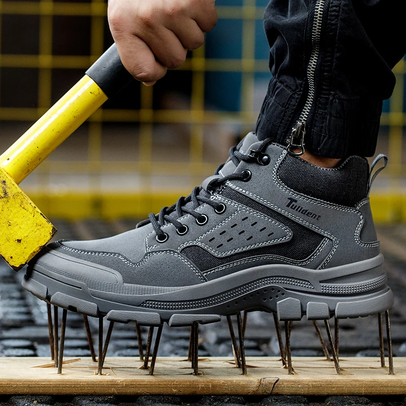 Safety Shoes Men With Steel Toe Cap Anti-smash Men Work Shoes Sneakers Light Puncture-Proof Indestructible Shoes Dropshipping