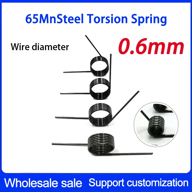 65Mn Steel V-Shaped Helical Torsion Spring Helicaltorsio Ring Wire Diameter 0.6mm Angle 60 90 120 180 Degrees 5 Pieces Custom