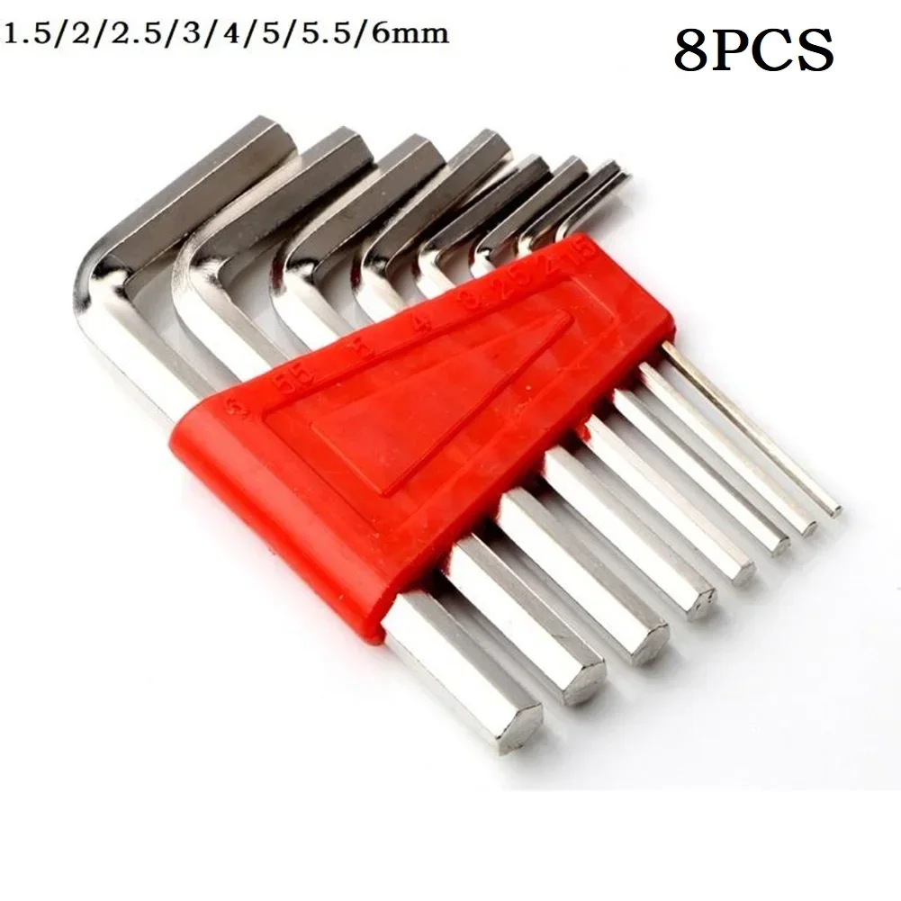 8pcs Hex Wrench Metric L Type Wrench Short Hex Key Set 1.5/2/2.5/3/4/5/5.5/6mm Multifunctional Wrenches Hand Tool