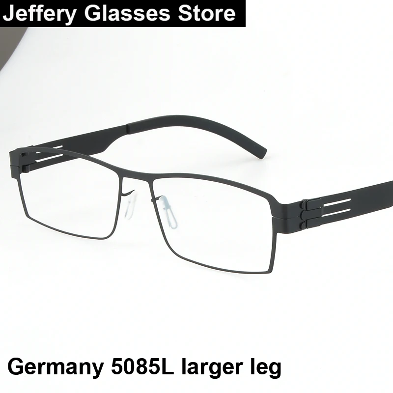 

2024 Men Germany Screwless Glasses Frame Square Stainless Steel Eyeglasses Ultralight High Elasticity Thin Business Spectacle