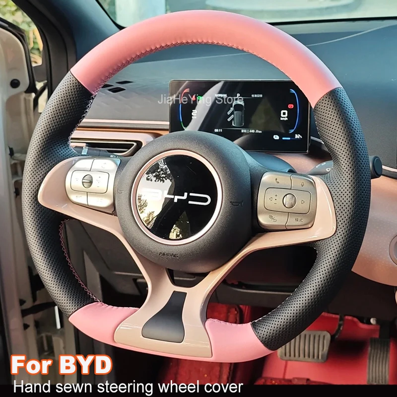 DIY Hand sewing Non-slip Leather Car Steering Wheel Cover For BYD Seal Dolphin 2023 2024 Yuan PLUS Interior Accessories