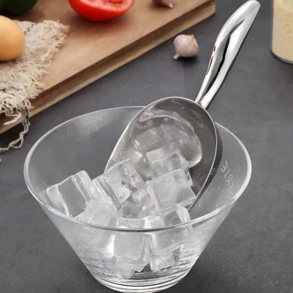 

1pc Thickened Ice Shovel Stainless Steel Scoop For Kitchen Storage Rice Flour Ice Cube Metal Shovel Tool Kitchen Bar
