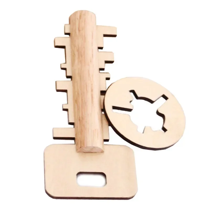 Intelligent Unlock Toy Wooden Kong Ming Lock Brain Teaser Puzzle Key IQ Thinking Test Montessori Kids Adult Decompression Games