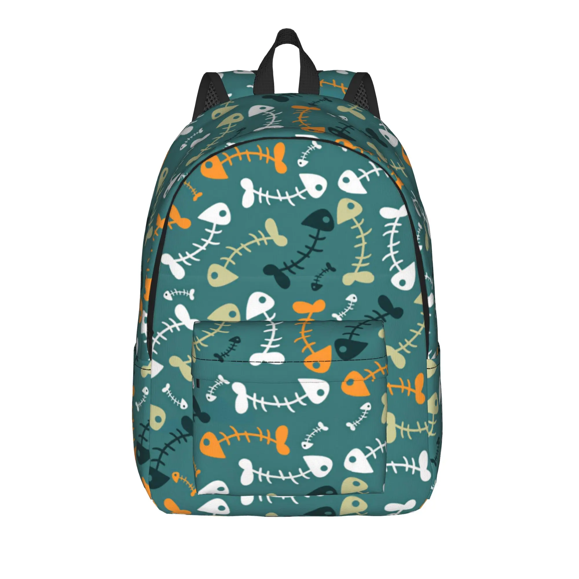 Colorful Cartoon Fishbone Seamless Pattern Backpack  Travel Backpacks Student Unisex Fun School Bags Designer Durable Rucksack