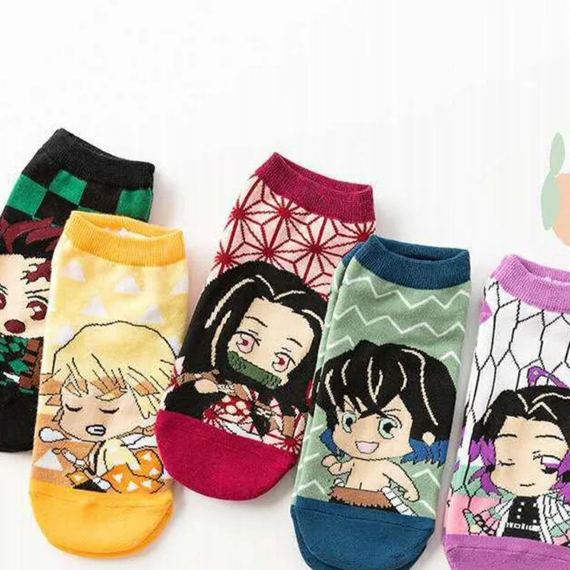 شيطان القاتل Tanjirou Zenitsu أنيمي الكبار جوارب قطنية Kawaii الكرتون الطرفية اليابانية طباعة الحلو لطيف الأطفال الجوارب هدية #6