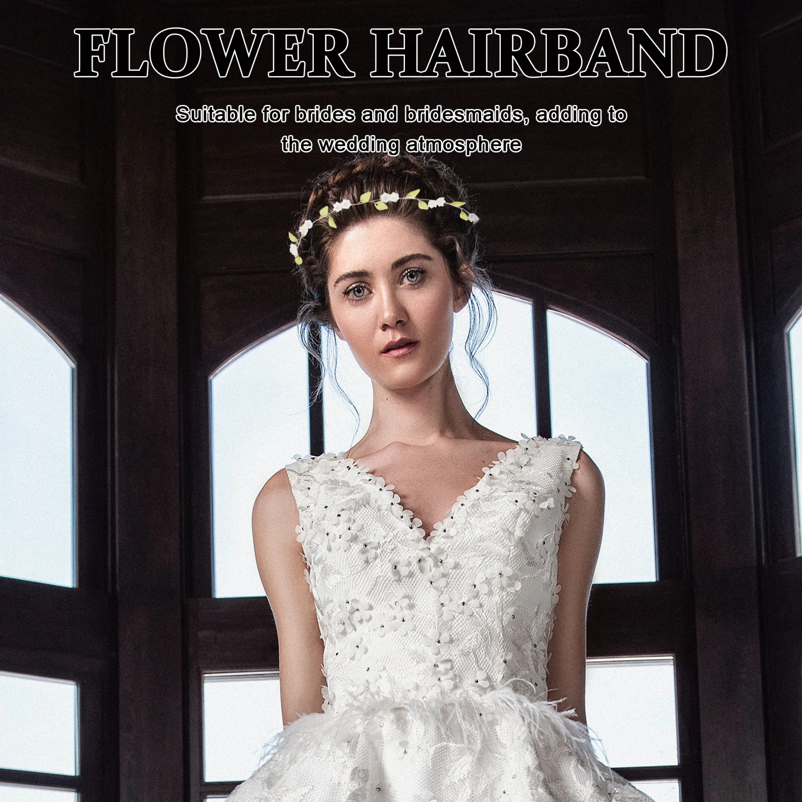 Handmade Lily of Flower Crown Headband Romantic Bridal Hairpiece Wedding Headband for Bride Floral Hair Accessories