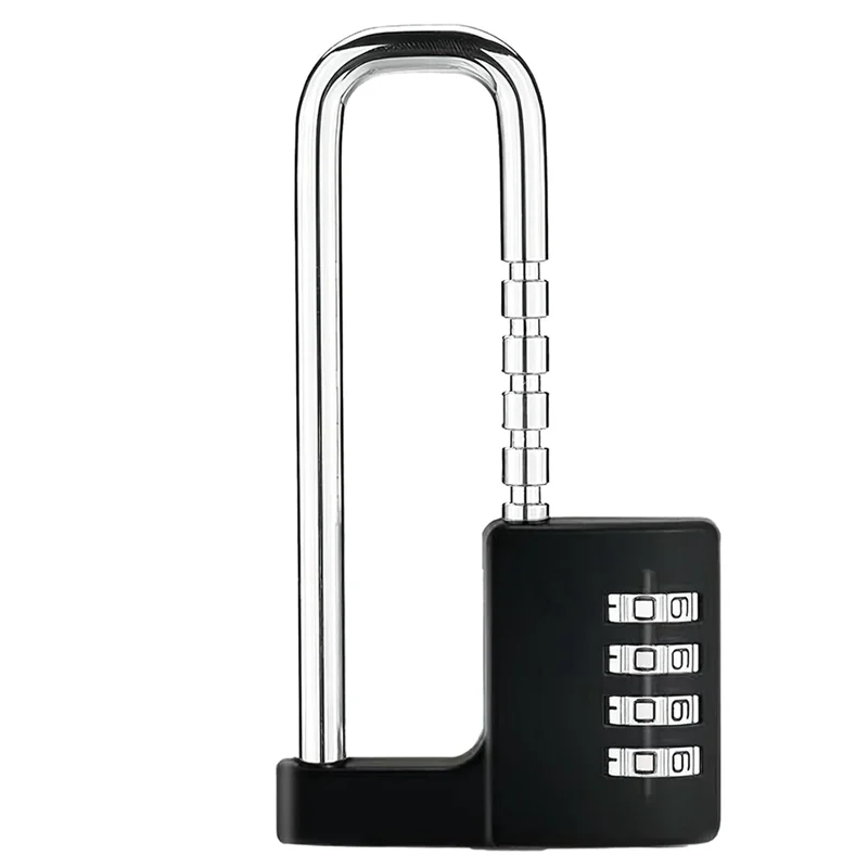 Combination Padlock Outdoor, Waterproof Heavy Duty Padlock with Code, Multifunctional Adjustable Long Padlock- Black