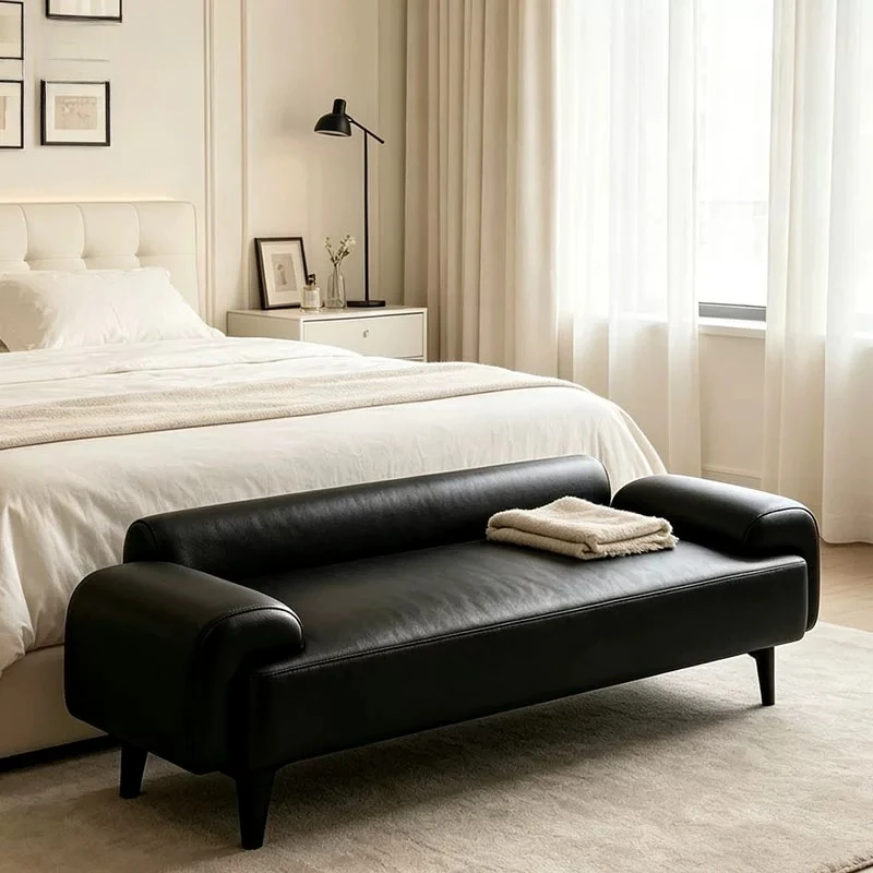 For Bed End Bench, Space-Saving Small Sofa for Bedroom & Balcony, Comfortable Long Sitting