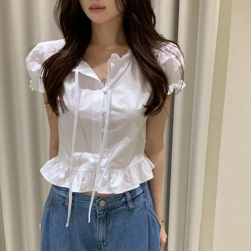 Sweet ort irt Donna Chic New Sle Fre Design Sense Bow Lace Top dimagrante Pendolarismo Sle Regular Sve ort Sve