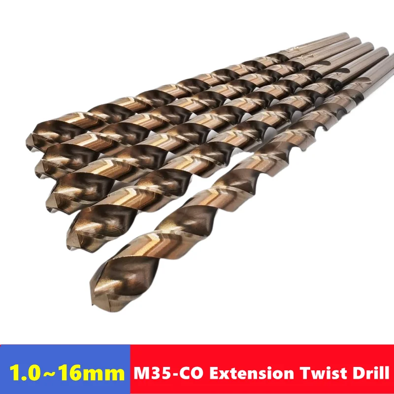 

M35-CO Extension Twist Drill1.0~16mm， 160/200/300/400 length stainless steel, copper, aluminum alloy drilling tool drill bit