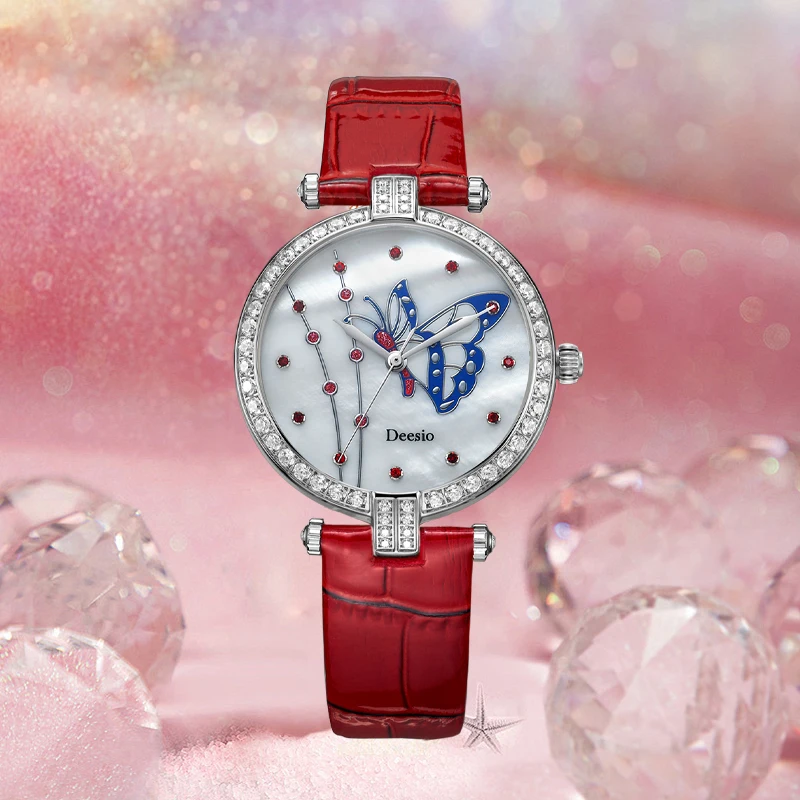 Deesio E2003B Luxury Band Women'S Quartz Watches High-End Butterfly Graphic Wristwatch Ladies Fashion Casual Watch For Wrist Y2k
