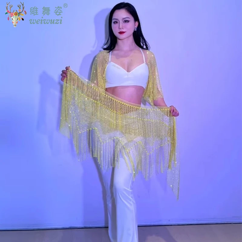 Cinturón de actuación de danza del vientre para mujer, bufanda triangular elegante con borlas, cadena de cintura para glúteos, bufandas de cadera para danza del vientre para niños y adultos