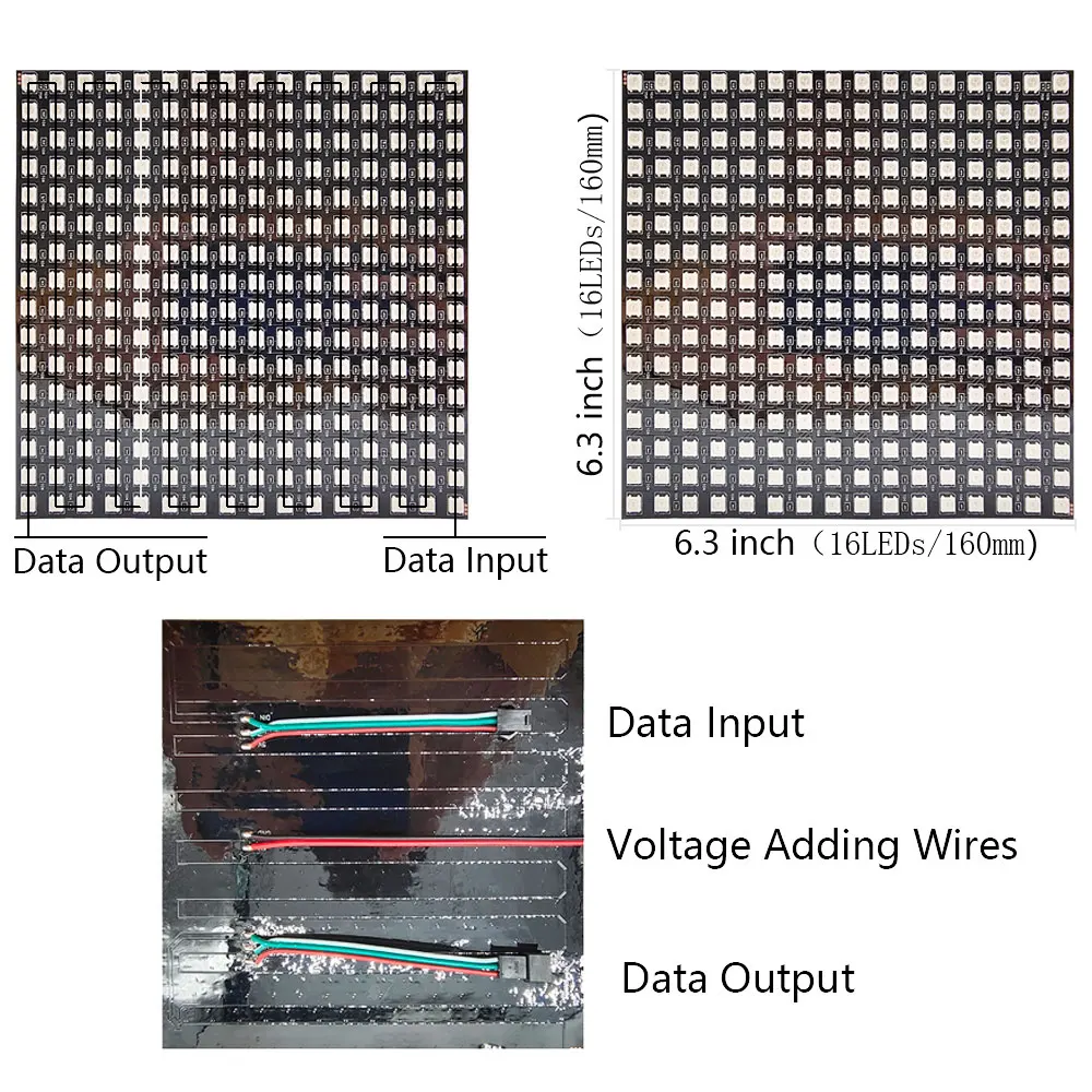 Panneau Matrix LED WS2812, 8x32, 16x16, WS2812B, Numérique, Flexible, Adressable, Intelligent, Technologie RVB, Écran Pixel 5V