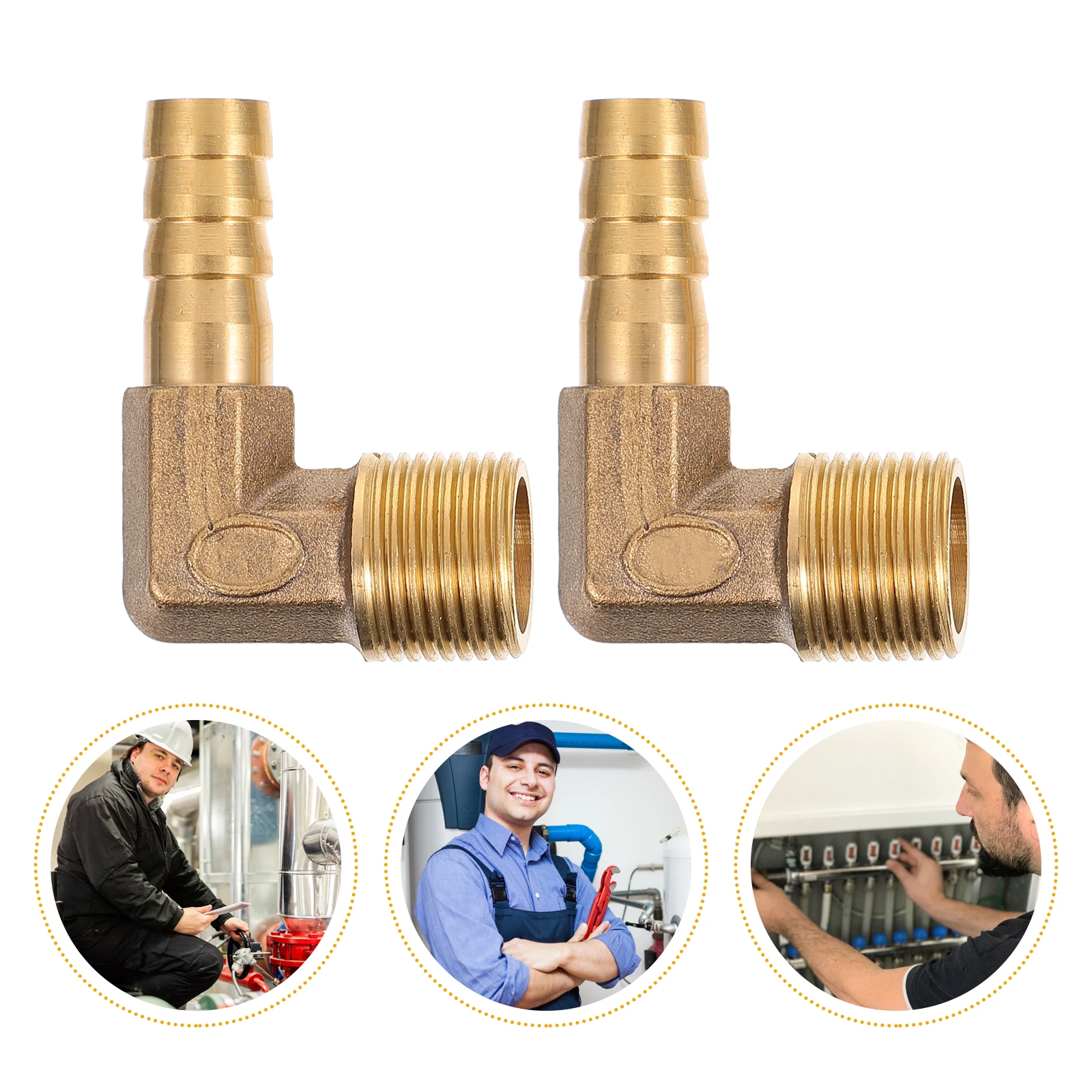 

2pcs Copper Elbow Fittings Lightweight Water Oil Gas Connectors High Temperature Pressure Resistant Brass Joint For Home Use
