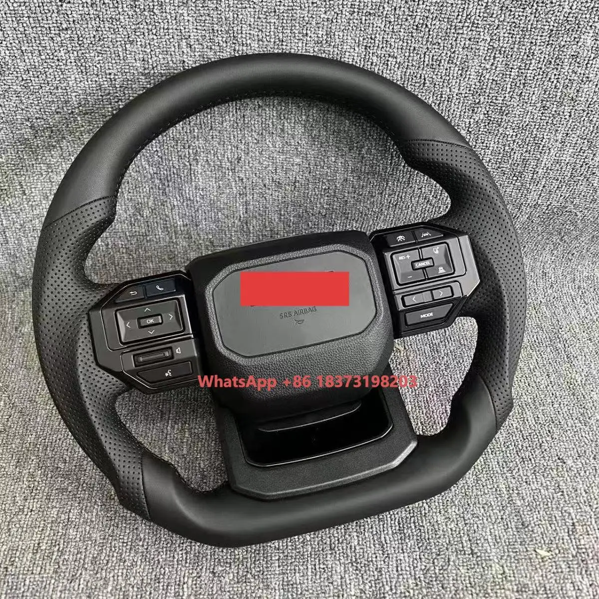 

Perforated Leather Hydro Dip Carbon Fiber Steering Wheel for Land Cruiser Prado Lc250 with Red Top Center Marker