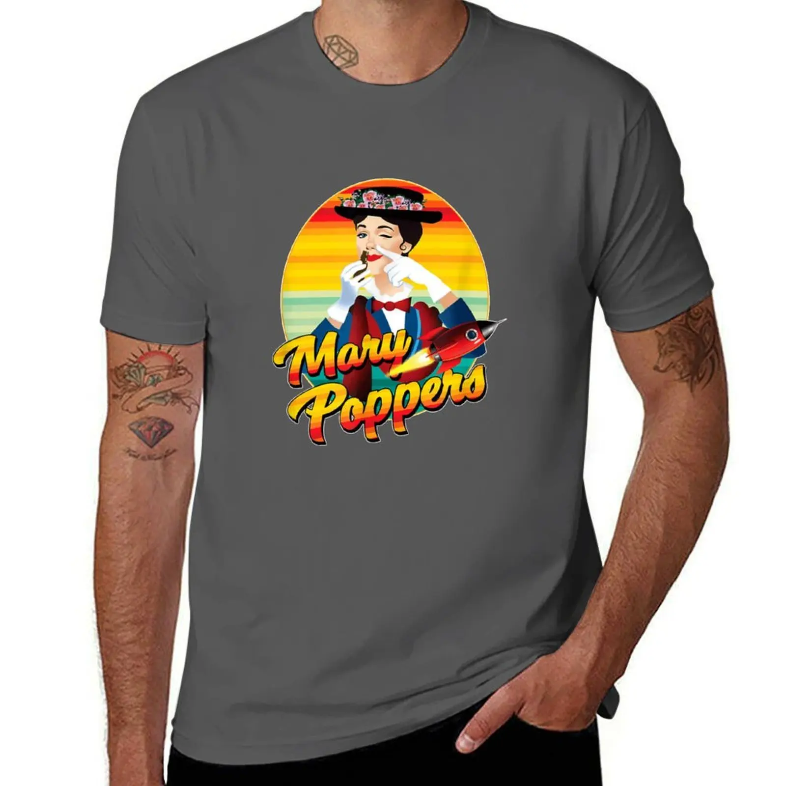 

T Funny Mary T Graphic Poppers Sarcastic T-Shirt Casual Loose Short Sleeve Tee for Men