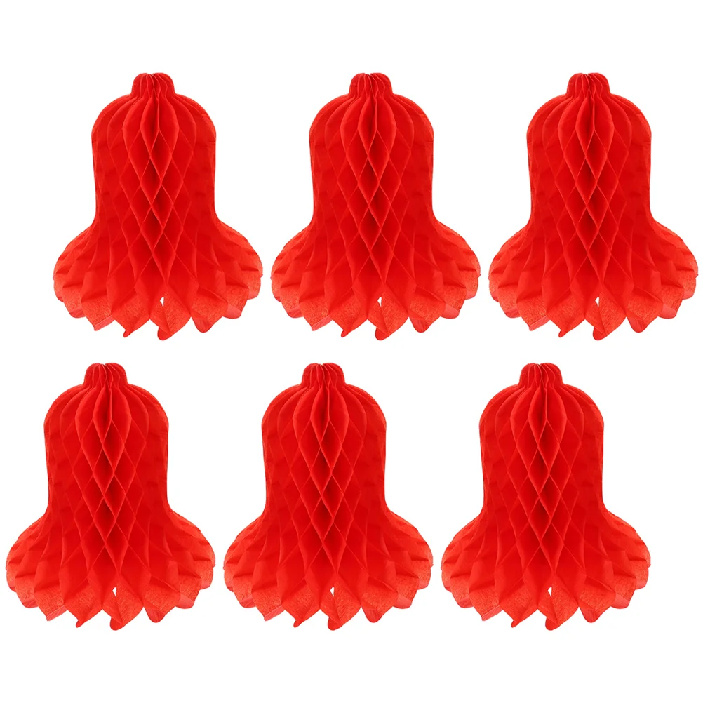 6 Pcs Cellular Bell Party Honeycomb Bells Hanging Weeding Pendants Baby Showers Decors Paper Ornaments Showcase