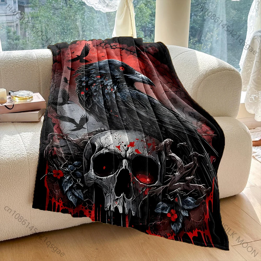 Multiple sizes Raven with red background Print Adult Children Warm Blankets Home Travel Car Soft and Comfortable Luxury gifts